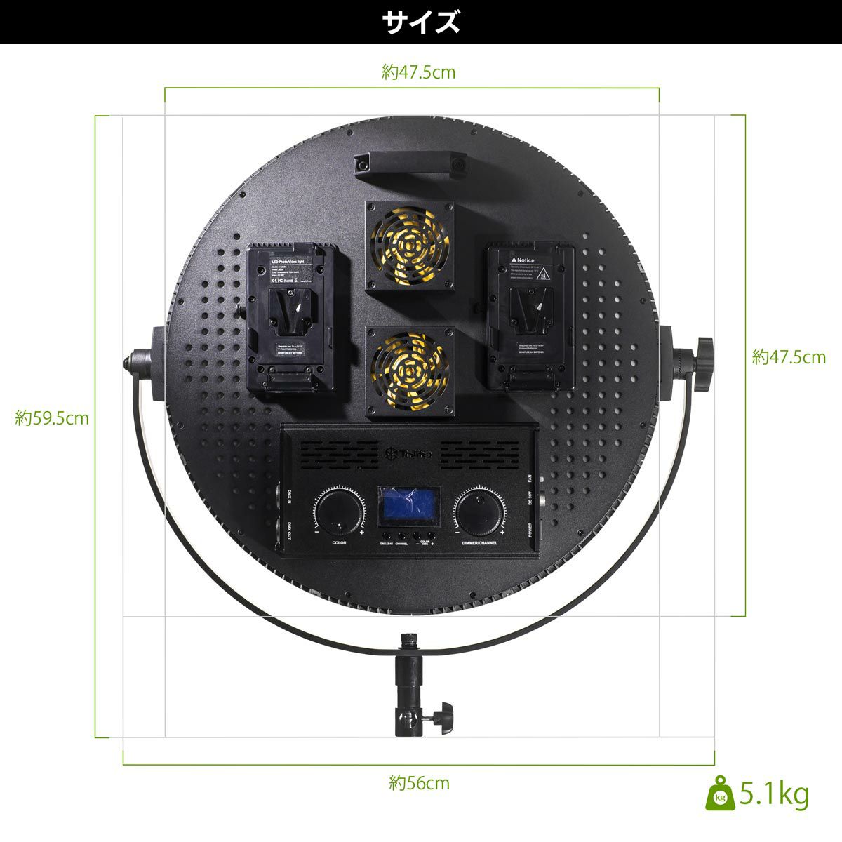 LEDパネルライトポライトラウンドS200Bサイズ
