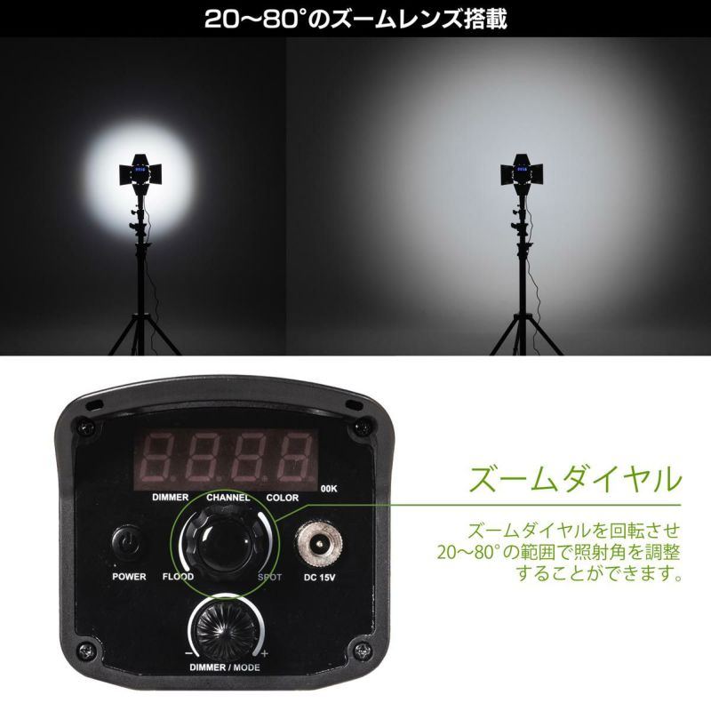 LEDスポットライトポライトスポット60S_20～80°のズームレンズ搭載