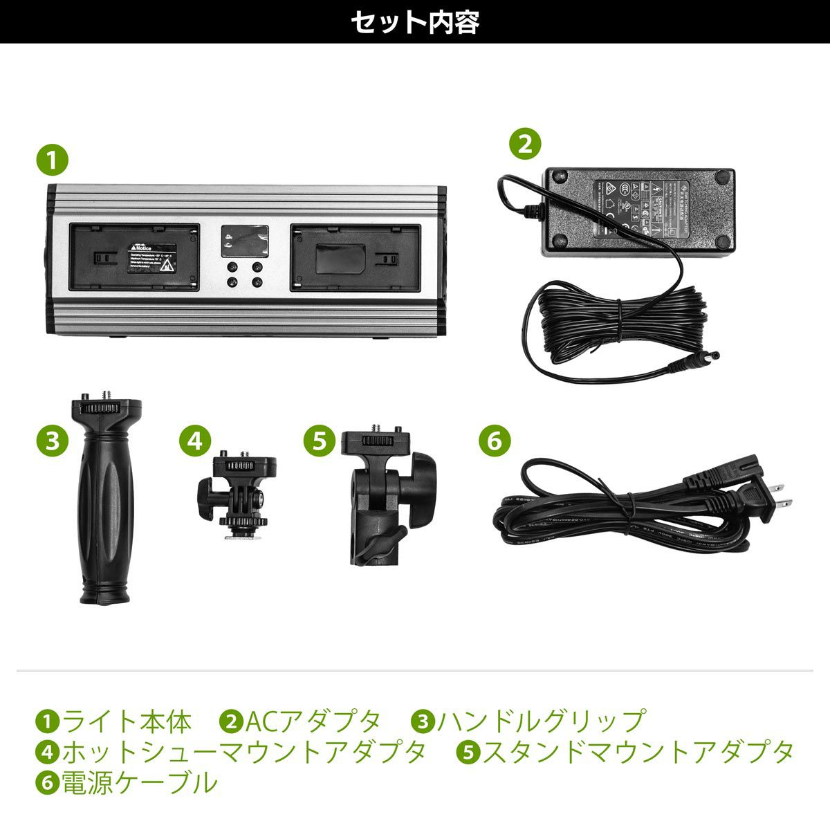 LEDビデオライトポライトスクエア30Bmini_セット内容